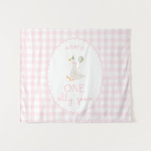 One Silly Goose Birthday Personalized Banner 1st Tapestry
