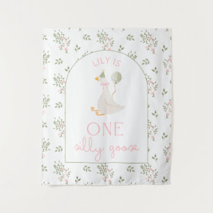 One Silly Goose Birthday Personalized Banner  Tape Tapestry