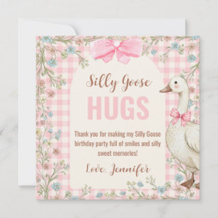 One Silly Goose Birthday Pink Gingham Thank You Card