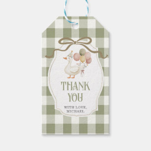 One Silly Goose Birthday Sage Gingham Gift Tag