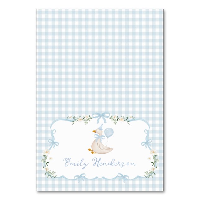 One Silly Goose Blue Balloon Table Place Cards (Front)