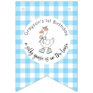 One Silly Goose Blue Birthday Banner