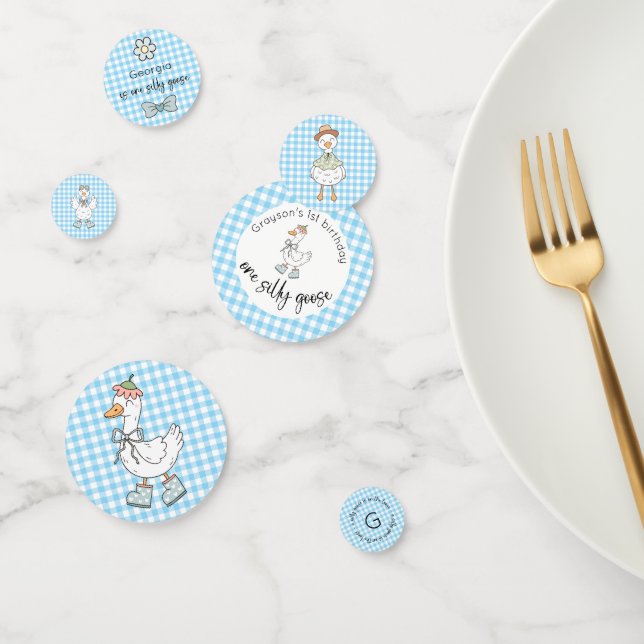 One Silly Goose Blue Birthday Confetti (Group)
