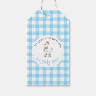 One Silly Goose Blue Birthday Gift Tag