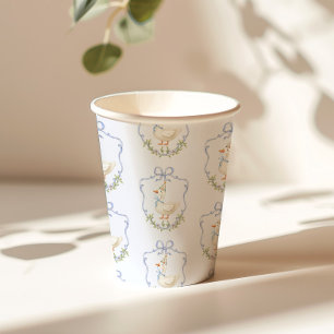 One Silly Goose Blue Bow crest Vintage Paper Cups