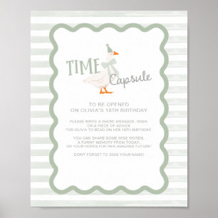 One Silly Goose Blue Bow Time Capsule Sign