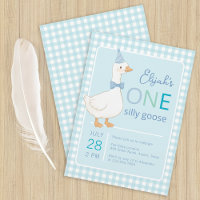 One Silly Goose Blue Boy First Birthday Party Hat 