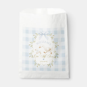 One Silly Goose Blue Gingham Boy 1st Birthday Favour Bags