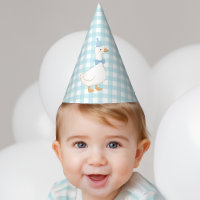 One Silly Goose Blue Plaid Cute Boy First Birthday