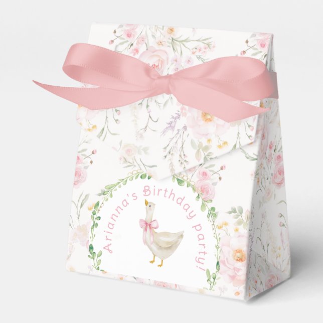 One Silly Goose Blush pink Bow Girl 1st Birthday  Favour Box (Front Side)