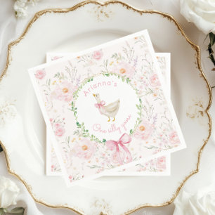 One Silly Goose Blush pink Bow Girl 1st Birthday  Napkin