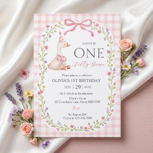 One Silly Goose Bow Widflower Birthday Invitation