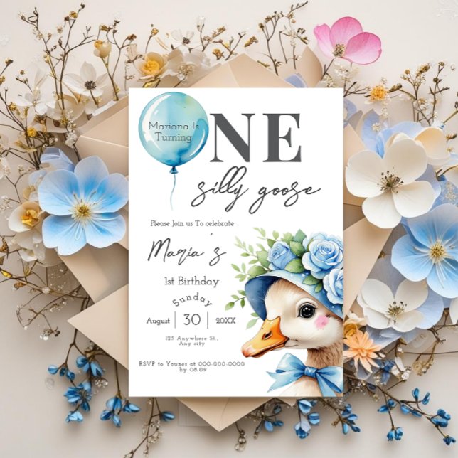 One Silly Goose Boy 1st Birthday  Invitation (Creator Uploaded)