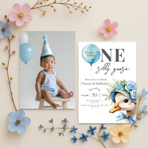 One Silly Goose Boy 1st Birthday Invitation