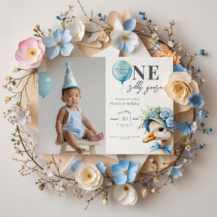 One Silly Goose Boy 1st Birthday Invitation