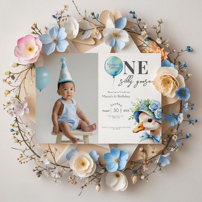 One Silly Goose Boy 1st Birthday  Invitation (Creator Uploaded)