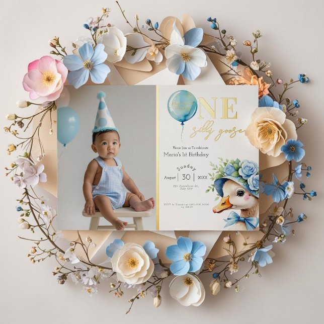 One Silly Goose Boy 1st Birthday  Invitation (Creator Uploaded)
