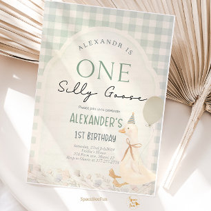One Silly Goose Boy 1st Birthday  Invitation