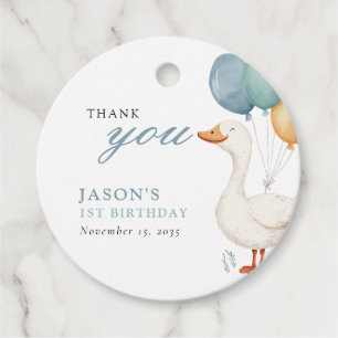 One Silly Goose Boy 1st Birthday Party Favour Tags