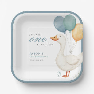One Silly Goose Boy 1st Birthday Party Paper Plate