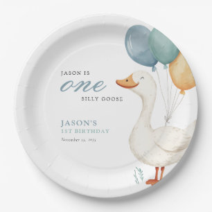 One Silly Goose Boy 1st Birthday Party Paper Plate