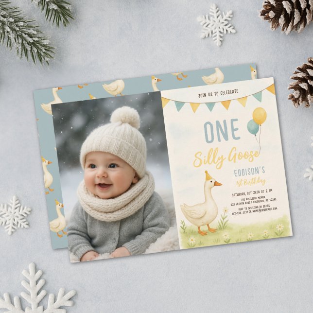 One Silly Goose Boy First Birthday Invitation (Creator Uploaded)