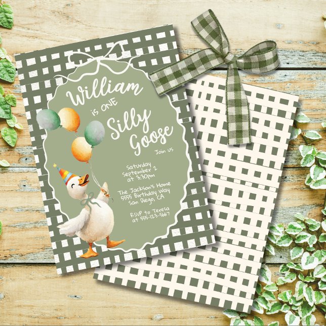 One Silly Goose Boy First Birthday Party Invitation (Creator Uploaded)