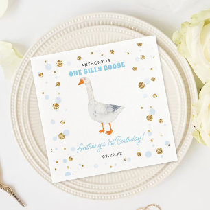 One Silly Goose Boys 1st Birthday Napkin