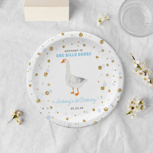 One Silly Goose Boys 1st Birthday Paper Plate