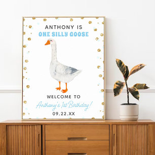 One Silly Goose Boys 1st Birthday Party Welcome Poster