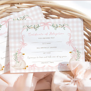 One Silly Goose: Certificate of Adoption Card