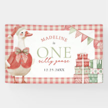 One Silly Goose Christmas Gingham 1st Birthday