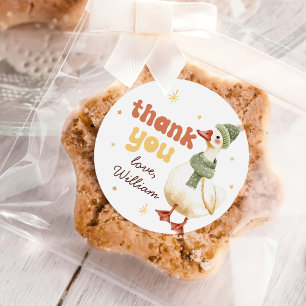 One Silly Goose Christmas Green 1st Birthday Classic Round Sticker