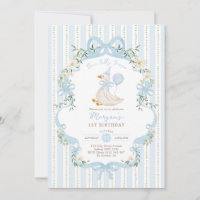 One Silly Goose Coquette Blue Stripe 1st Birthday