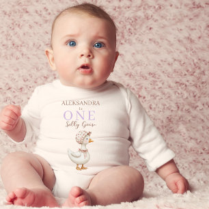 One Silly Goose Cute Girl 1st Birthday Outfit Baby Bodysuit