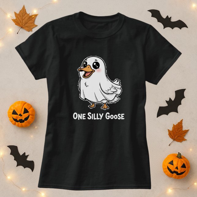 One Silly Goose Cute Halloween Shirt; Ghost Goose  T-Shirt (Creator Uploaded)