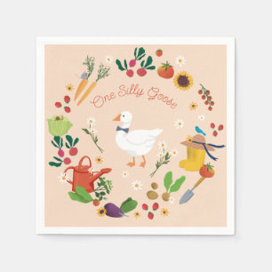 One Silly Goose Farmer Garden Theme Peach Napkin