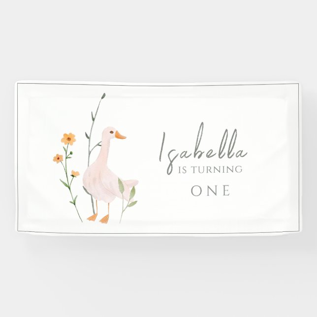 One Silly Goose Fest Birthday Minimalism Classic Banner (Horizontal)