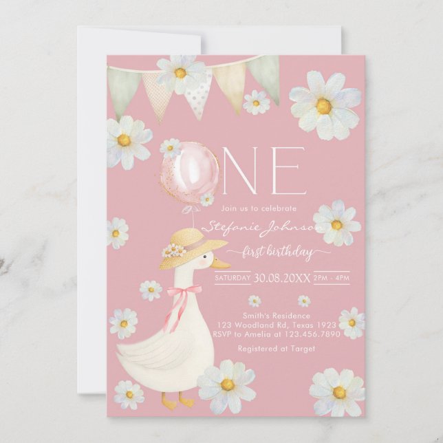 ONE Silly Goose First Birthday Invitation (Front)