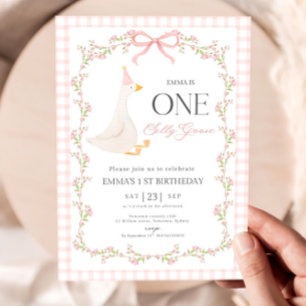 One Silly Goose First Birthday Invitation, Elegant Invitation