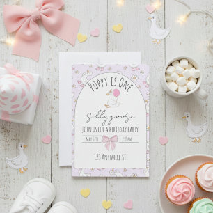 one silly goose first birthday invite