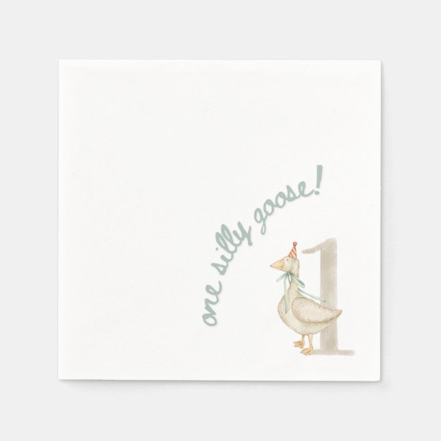 One Silly Goose First Birthday Napkin (Front)