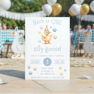 One Silly Goose, First Birthday Party Invitation