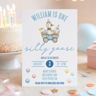 One Silly Goose, First Birthday Party Invitation