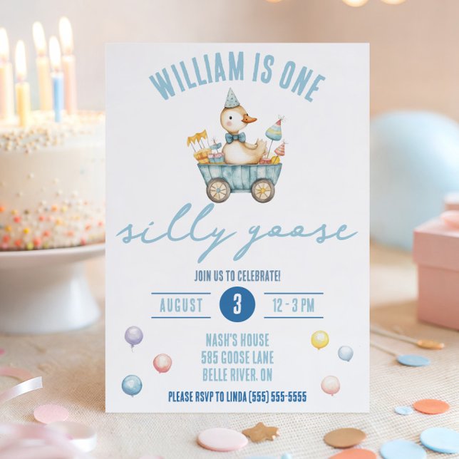 One Silly Goose, First Birthday Party Invitation (Creator Uploaded)