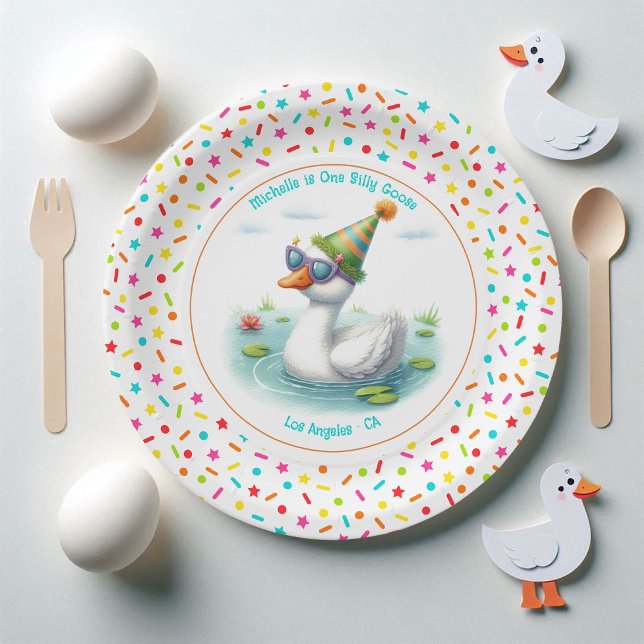 One Silly Goose First Birthday Party Paper Plate (One Silly Goose First Birthday Party Paper Plates)