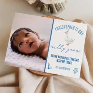 One Silly Goose, First Birthday Party Thank You Card
