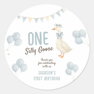 One Silly Goose First Birthday Thank You Classic Round Sticker