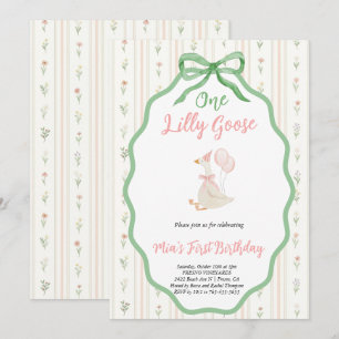 One silly goose floral birthday party invitation