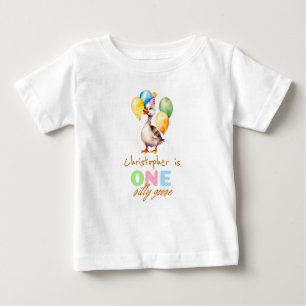 One Silly Goose Gender Neutral 1st Birthday Baby T-Shirt